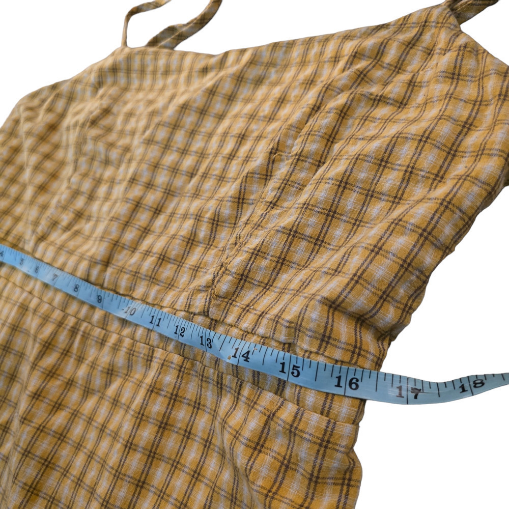 Urban Outfitters Casual Mini Dress Yellow Plaid - Size 12 - Picture 4 of 8